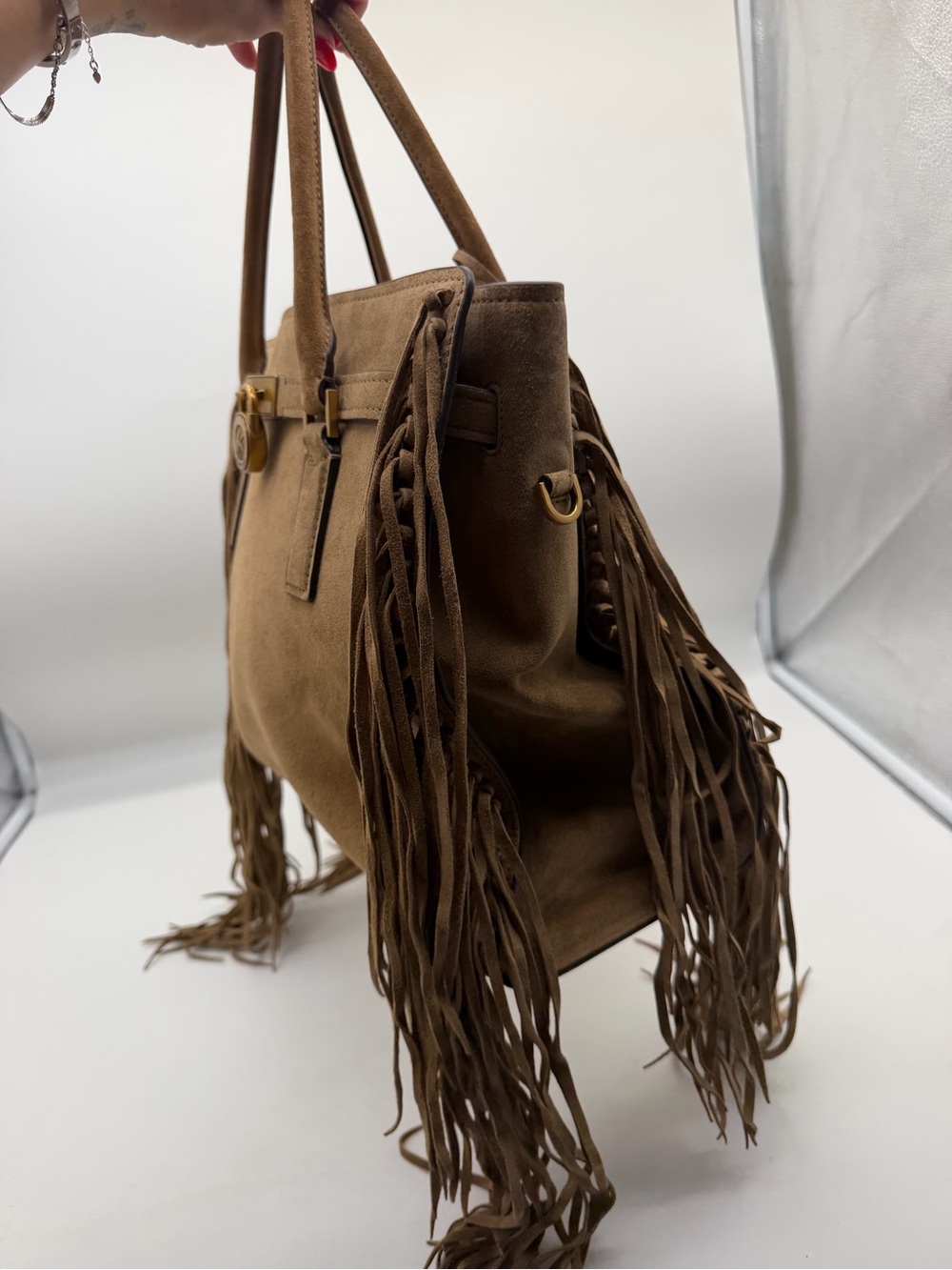 Michael Kors Tan Suede Fringe Tote - Picture 12 of 16